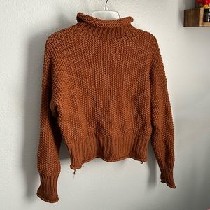 Burnt orange knit turtleneck sweater. Size small